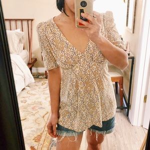 Beige Silk Patterned Top by Snow from St Barth